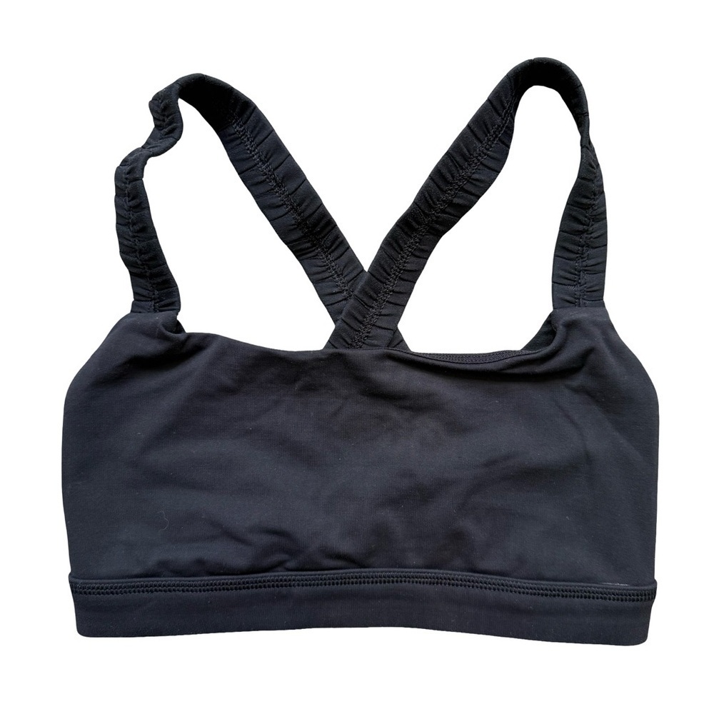 Lululemon Black Inner Heart Sports Bra Size 4 Activewear Athleisure Workout Gym